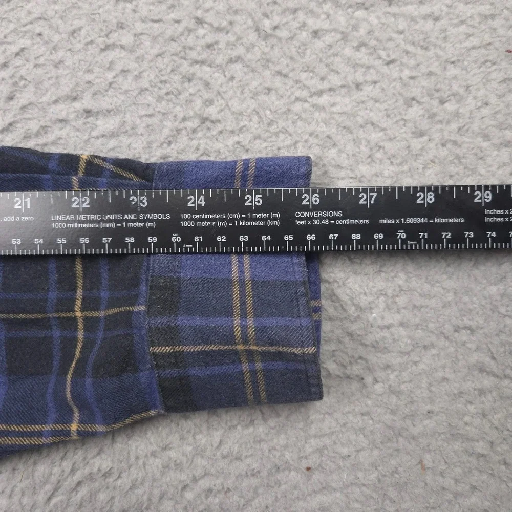 UNTUCKit Men 3XL Blue Plaid Cotton Button Up Shirt Long Sleeve Chest Pocket